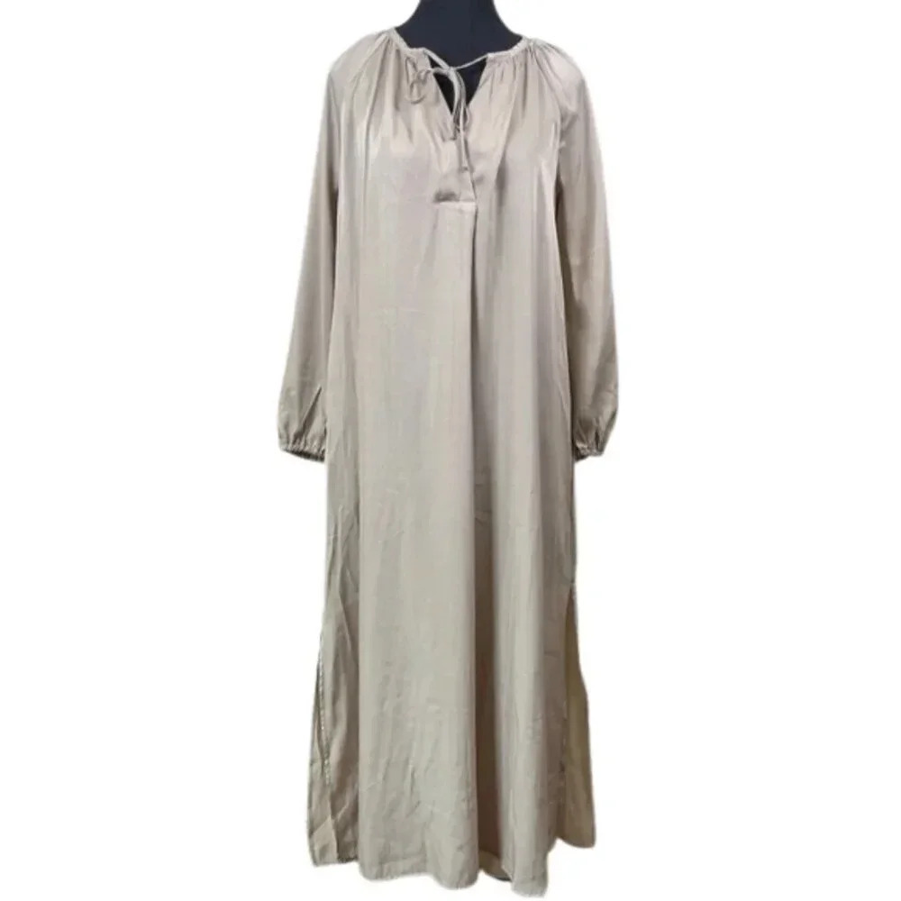H&M Womens Size Xsmall Calf Length Oversize Beige Midi Dress